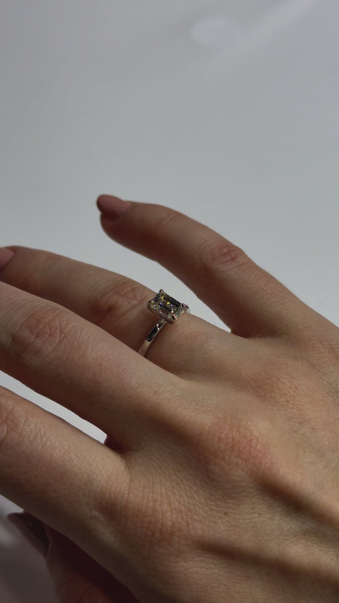 Solitaire Emerald Diamond Engagement Ring on body