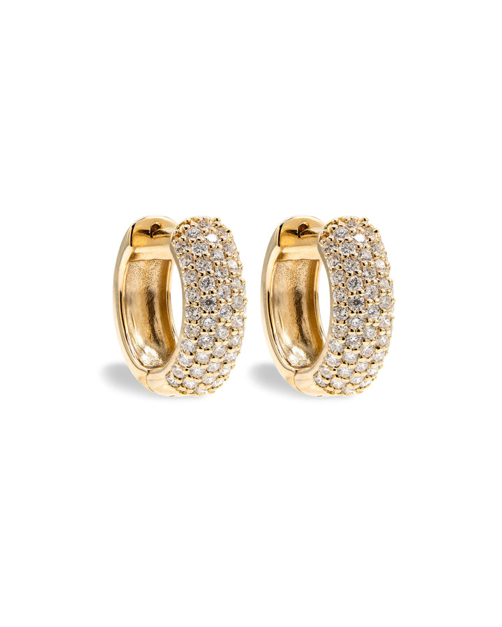 Regular Micro Pavé Huggie Earrings Yellow Gold