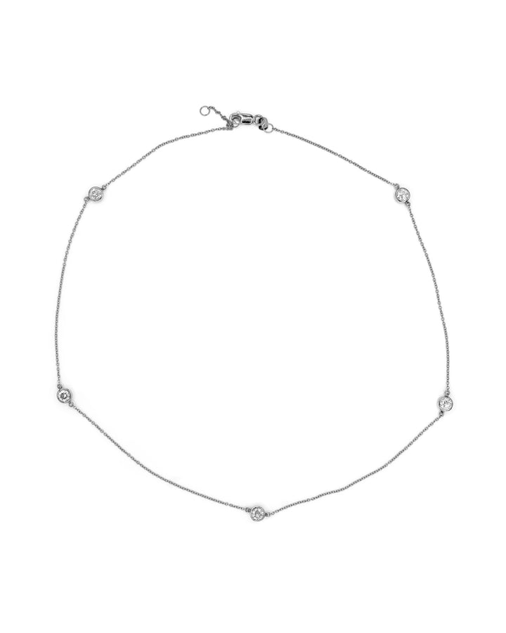 Víya Round Diamond Bezel 5-Stone Choker White Gold 14K