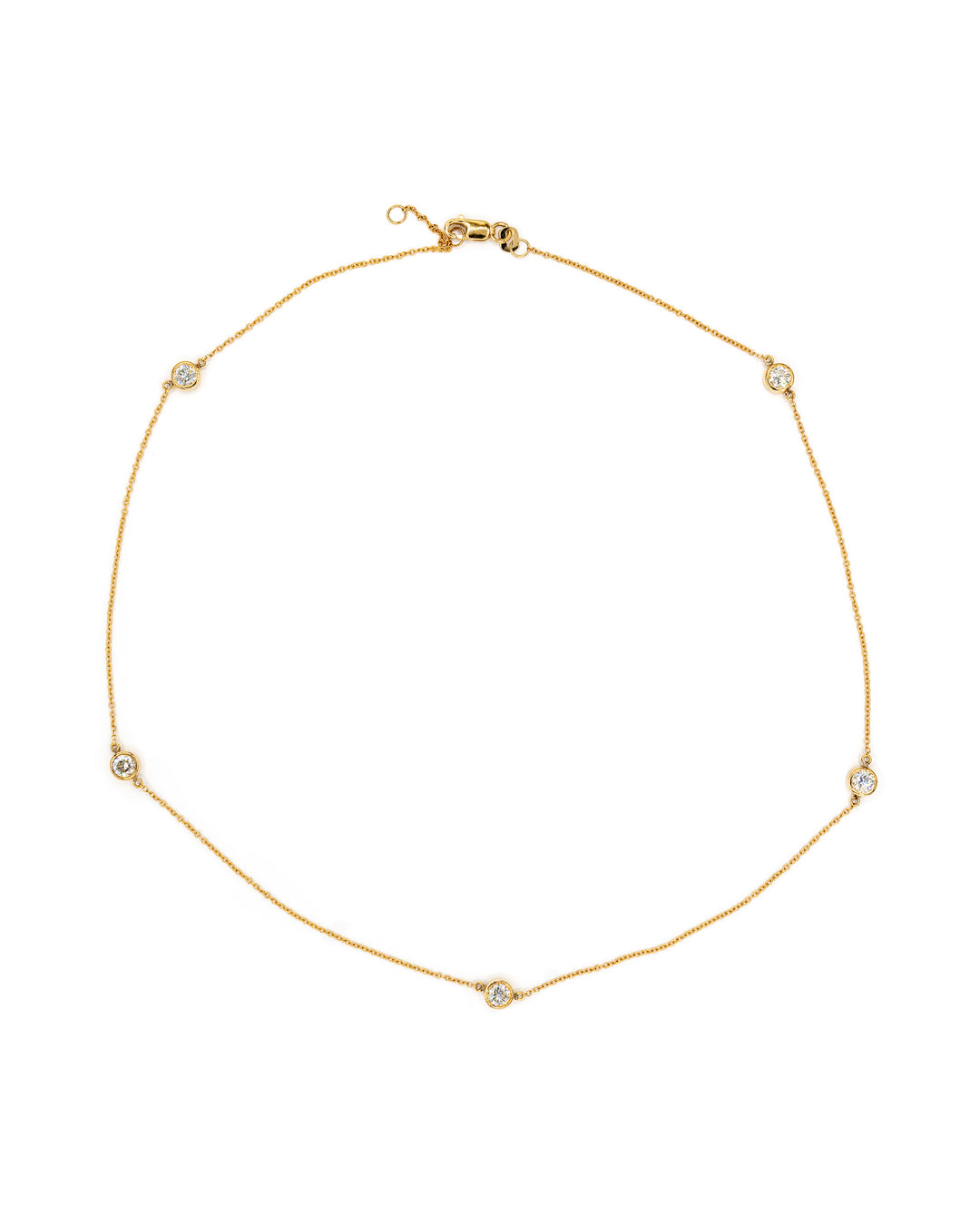 Víya Round Diamond Bezel 5-Stone Choker Yellow Gold 14K