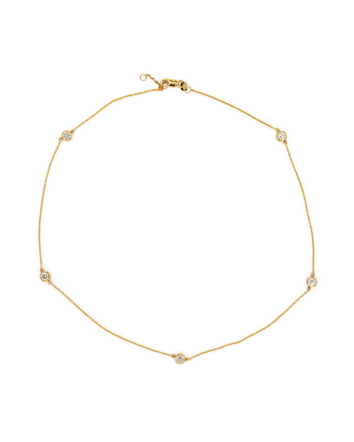 Víya Round Diamond Bezel 5-Stone Choker Yellow Gold 14K