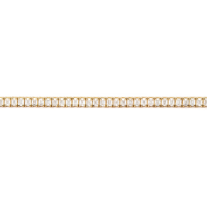 Víya Emerald Diamond "North-to-South" Tennis Necklace Yellow Gold 18K