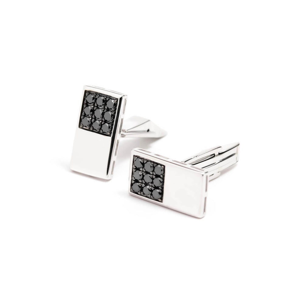 Víya Black Diamond Domino Cufflinks White Gold 14K