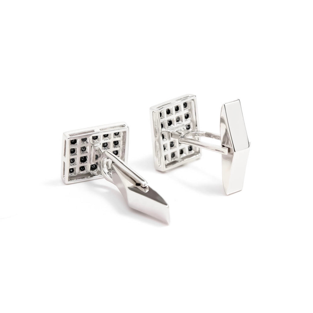 Víya Full Black Diamond Rectangular Cufflinks White Gold 14K