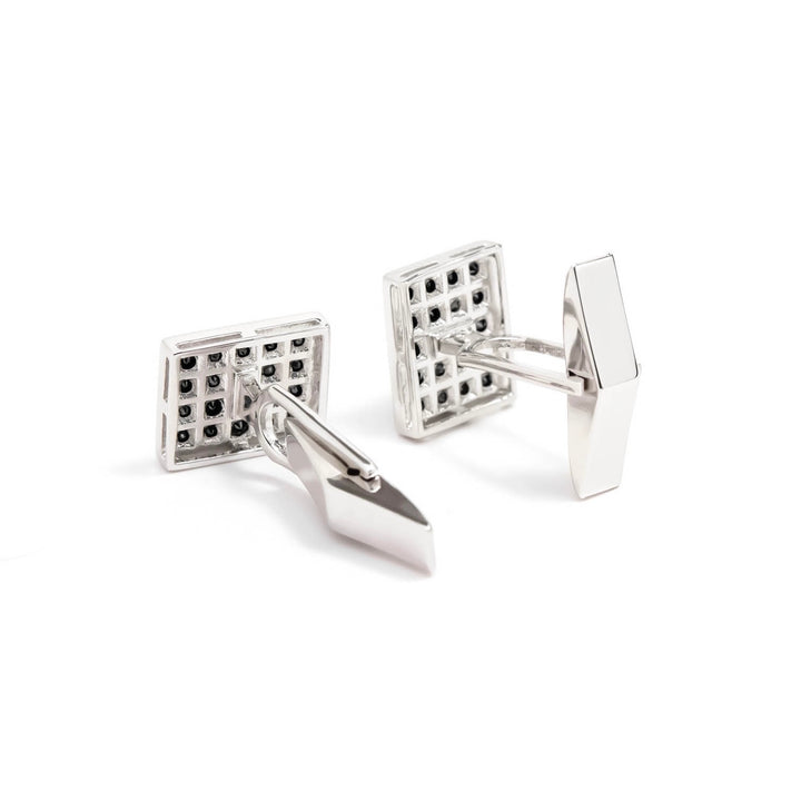 Víya Full Black Diamond Rectangular Cufflinks White Gold 14K