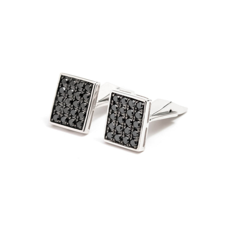 Víya Full Black Diamond Rectangular Cufflinks White Gold 14K