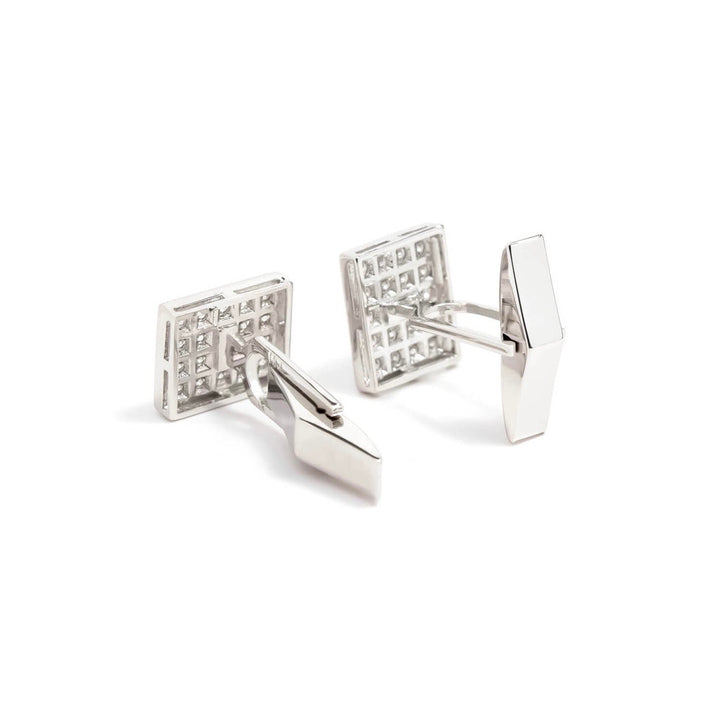 Víya White Diamond Full Rectangular Cufflinks white Gold 14K