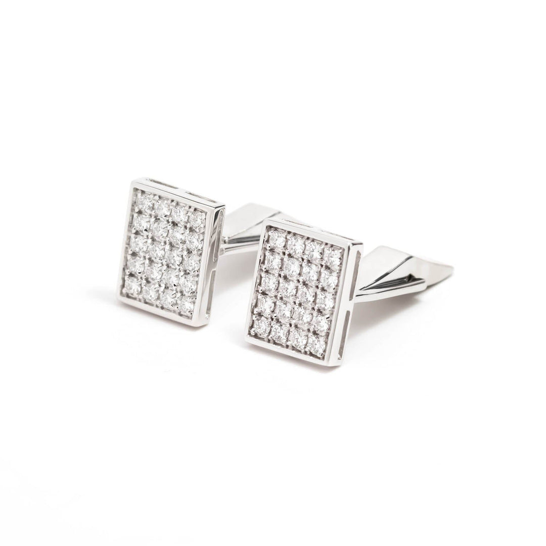 Víya White Diamond Full Rectangular Cufflinks white Gold 14K