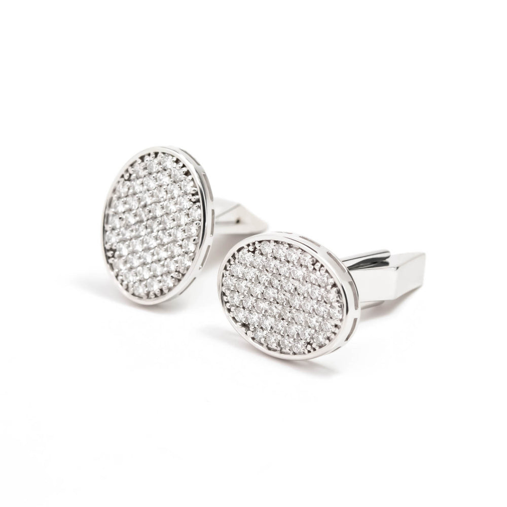 Víya Full White Diamond Oval Cufflinks White Gold 14K