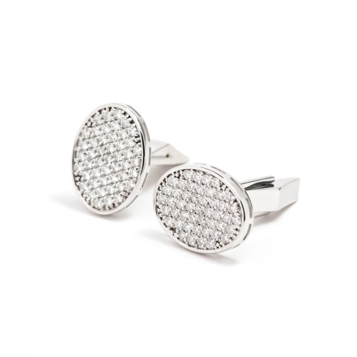 Víya Full White Diamond Oval Cufflinks White Gold 14K