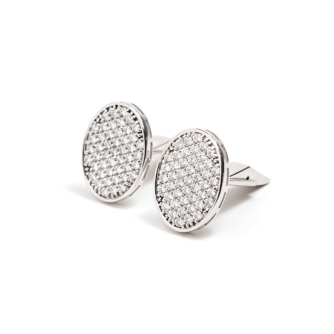 Víya Full White Diamond Oval Cufflinks White Gold 14K
