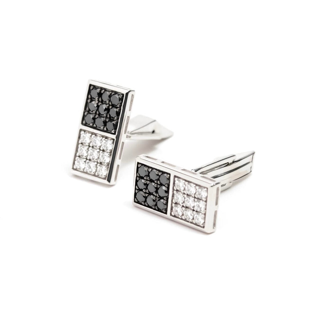 Víya Black and White Diamond "Domino" Cufflinks White Gold 14K