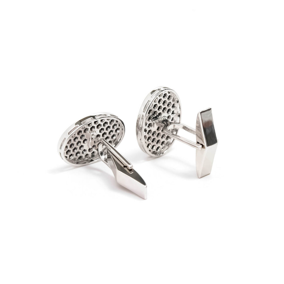 Víya Full Black Diamond Oval Cufflinks White Gold 14K