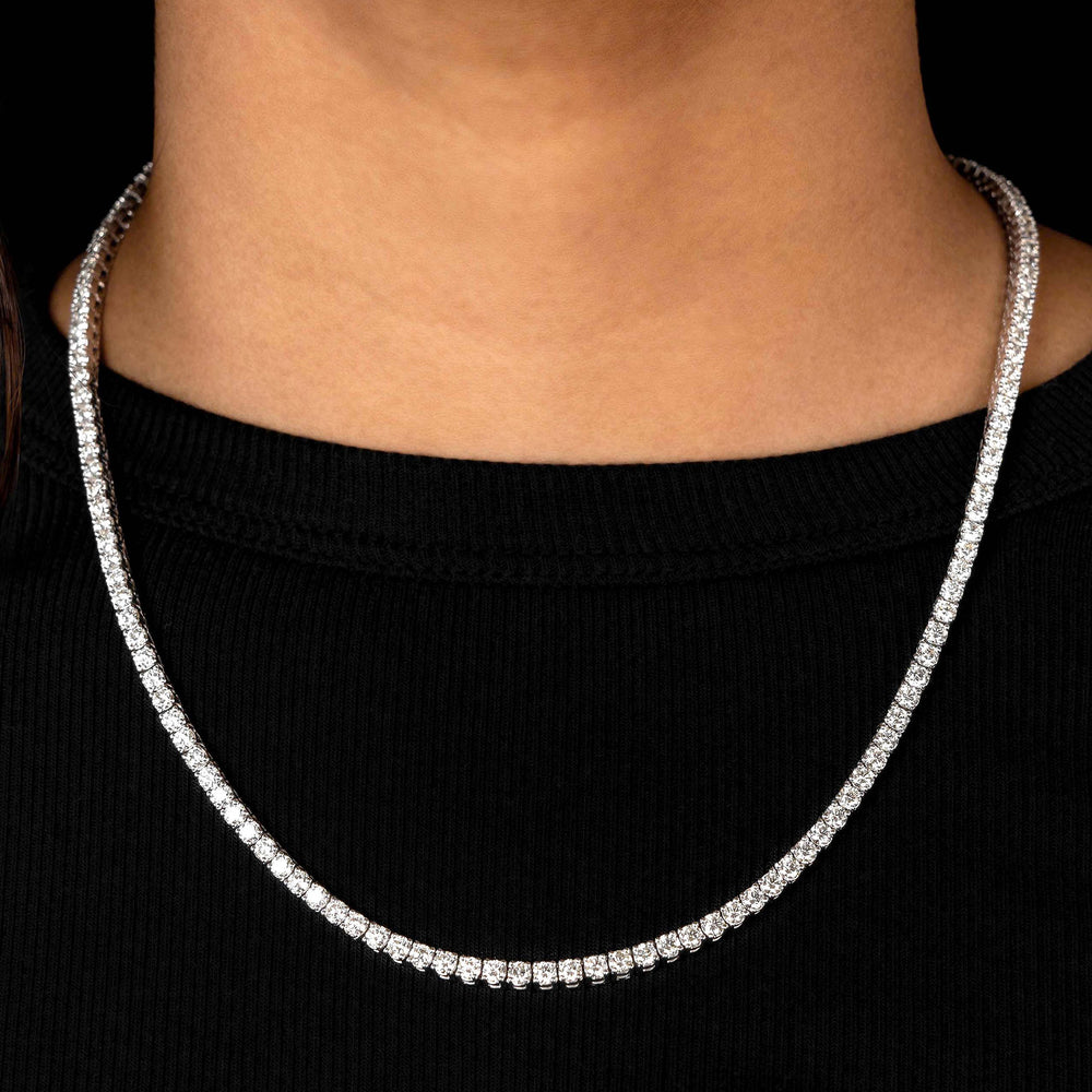 Víya Round Diamond Tennis Necklace Medium White Gold 14K